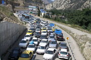 ترافیک سنگین در جاده چالوس در مسیر جنوب به شمال 