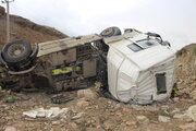 واژگونی تریلی در جاده مهاباد - بوکان یک کشته برجا گذاشت