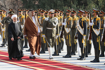 استقبال رسمی رئیس جمهوری از امیر قطر