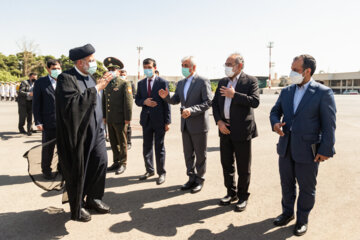 Cérémonie de départ du Président Raissi à l'aéroport de Mehrabad en visite d'État au Tadjikistan et pour participer au sommet de l'OCS