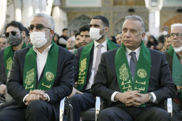 «مصطفی الکاظمی» نخست وزیر عراق در مراسم رونمایی از مناره دوم حرم حضرت علی (ع)