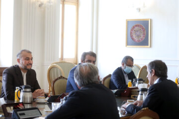 حسین امیر عبداللهیان وزیر امورخارجه در دیدار با رافائل گروسی مدیرکل آژانس بین‌المللی انرژی اتمی 