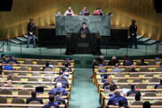 اقوام متحدہ کی جنرل اسمبلی میں ایرانی صدر کی تقریر کی تصاویر