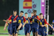 Entrenamiento de los equipos nacionales de fútbol de España y Argentina en Doha
