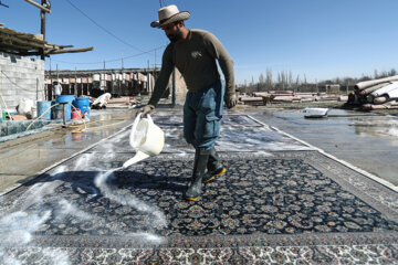 Los centros de limpieza de alfombras están ocupados con la llegada de Noruz en Irán
