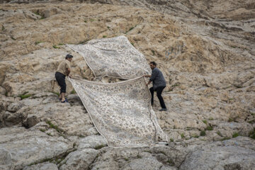 Los teheraníes lavan sus alfombras en Cheshmeh-Ali 