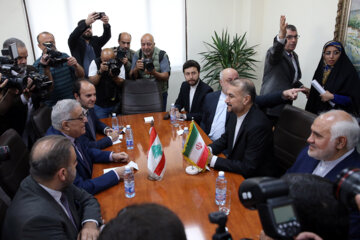 Le deuxième jour de la visite du ministre iranien des A.E., Hossein Amir Abdollahian, ce jeudi 27 avril 2023 au Liban (Photo : Marziyeh Moussavi)