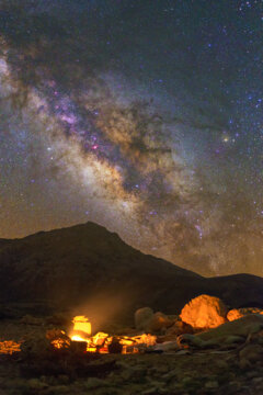 طلوع کهکشان راه شیری برفراز دشت شقایق