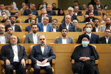 Ouverture de la cinquième exposition des capacités d'exportation de l'Iran ce dimanche matin (7 mai 2023) en présence du président de la République islamique, Seyyed Ebrahim Raissi dans la Salle de Conférence à Téhéran. (Photo : Marziyeh Moussavi)