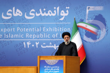 Ouverture de la cinquième exposition des capacités d'exportation de l'Iran ce dimanche matin (7 mai 2023) en présence du président de la République islamique, Seyyed Ebrahim Raissi dans la Salle de Conférence à Téhéran. (Photo : Marziyeh Moussavi)