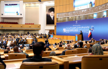 Ouverture de la cinquième exposition des capacités d'exportation de l'Iran ce dimanche matin (7 mai 2023) en présence du président de la République islamique, Seyyed Ebrahim Raissi dans la Salle de Conférence à Téhéran. (Photo : Marziyeh Moussavi)