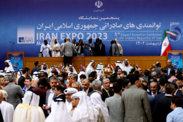 Ouverture de la cinquième exposition des capacités d'exportation de l'Iran ce dimanche matin (7 mai 2023) en présence du président de la République islamique, Seyyed Ebrahim Raissi dans la Salle de Conférence à Téhéran. (Photo : Marziyeh Moussavi)