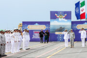 La ceremonia oficial de bienvenida a la 86.ª flotilla de la Armada iraní
