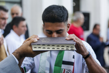 L'entraînement de l'équipe nationale senior de football d'Iran et la cérémonie de départ de l'équipe junior de football qui se rendra au Championnat d'Asie ont eu lieu ce dimanche soir (4 juin 2023) au camp de base des équipes nationales de football. (Photo : Amin Jalali)