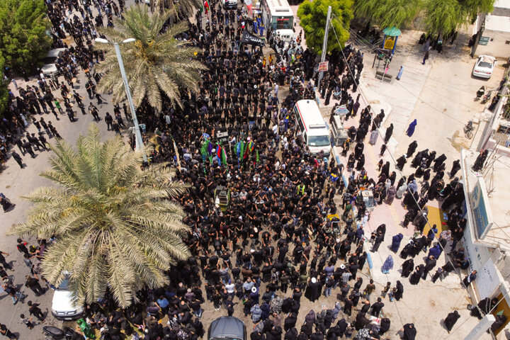 سوگواران قشمی در عاشورای حسینی همراه با آسمان اشک ماتم ریختند