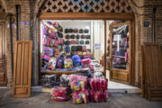 Making school bags in Oudlajan historic neighborhood in Tehran