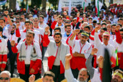 تجمع داوطلبان هلال احمر در محکومیت جنایات رژیم صهیونیستی