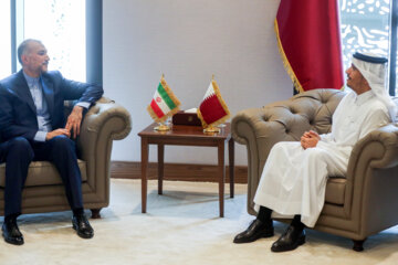   دیدار «حسین امیر عبداللهیان» وزیر امور خارجه با «شیخ محمد بن عبدالرحمن آل ثانی» نخست‌وزیر و وزیر امور خارجه قطر
