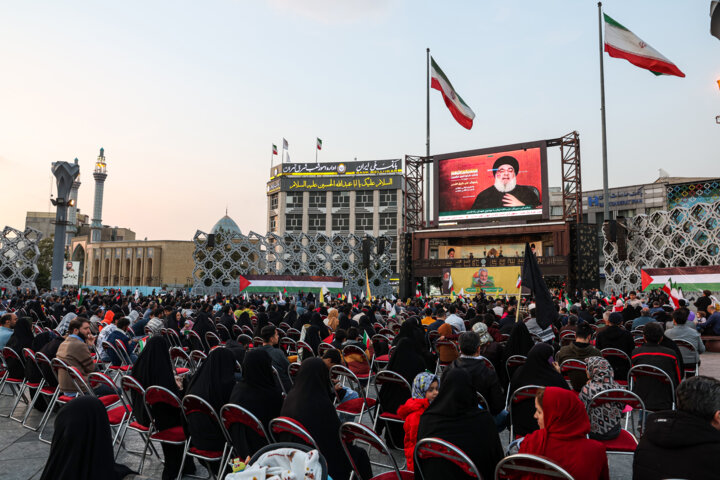 پخش سخنرانی دبیر کل حزب الله در تهران