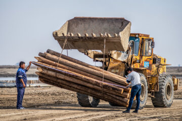 نظارت دائم و مستمر مهندسان ناظر و اندازه گیری دقیق تیرهای چوبی فرآوری شده