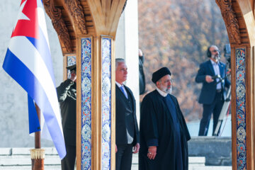 استقبال رسمی آیت الله «سید ابراهیم رئیسی» رئیس جمهور از «میگل دیاز کانل» رئیس جمهور کوبا در مجموعه فرهنگی - تاریخی سعدآباد