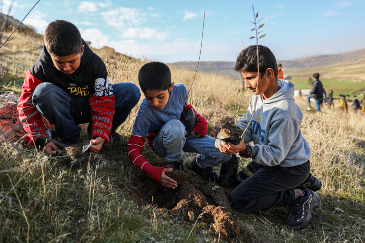 نهال‌کاری دانش آموزان روستای چنگر