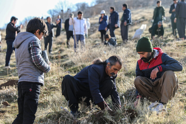 نهال‌کاری دانش آموزان روستای چنگر