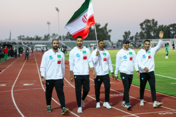 افتتاح پیست تارتان مجموعه المپیک کیش قبل از دیدار دوستانه فوتبال- ایران و بورکینافاسو