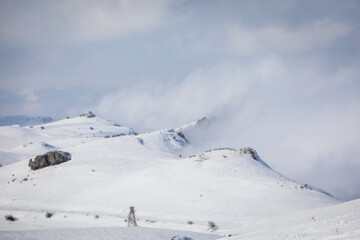 Iranian police guarding border in deep snow