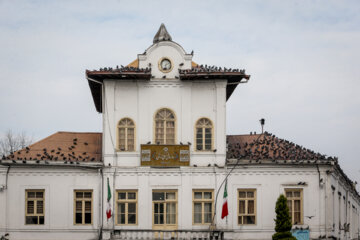 Palomas en la plaza Shardari de Rasht