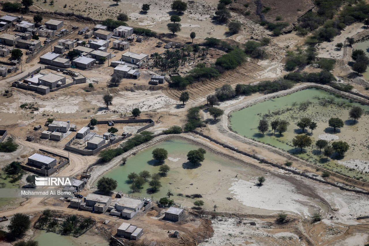 فیلم | تصاویر هوایی از مناطق درگیر سیل در جنوب سیستان و بلوچستان