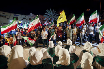تجمع مردم کیش در حمایت از حمله موشکی و پهپادی به اسرائیل