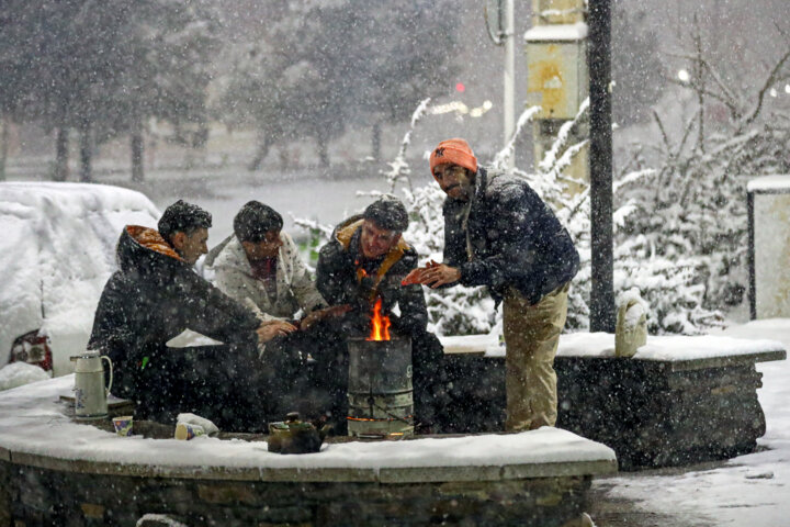 بارش برف در همدان