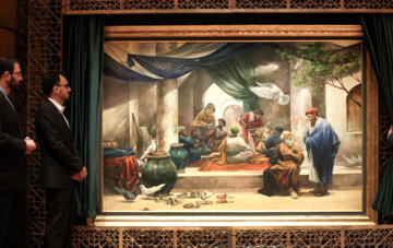  «مائده»، تازه‌ترین تابلوی نقاشی حسن روح‌الامین با موضوع عشق به ساحت نورانی و ملکوتی علی بن موسی الرضا(ع) 