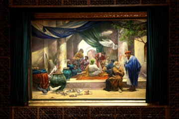  «مائده»، تازه‌ترین تابلوی نقاشی حسن روح‌الامین با موضوع عشق به ساحت نورانی و ملکوتی علی بن موسی الرضا(ع) 