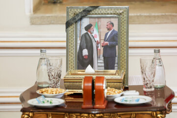 Portrait of martyrs President, Ebrahim Raisi and  foreign minister, Mr. Hossein Amirabdollahian   