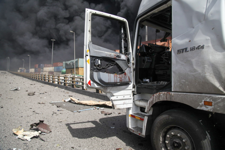 آلودگی هوای بندر عباس در پی انفجار در بندر شهید رجایی