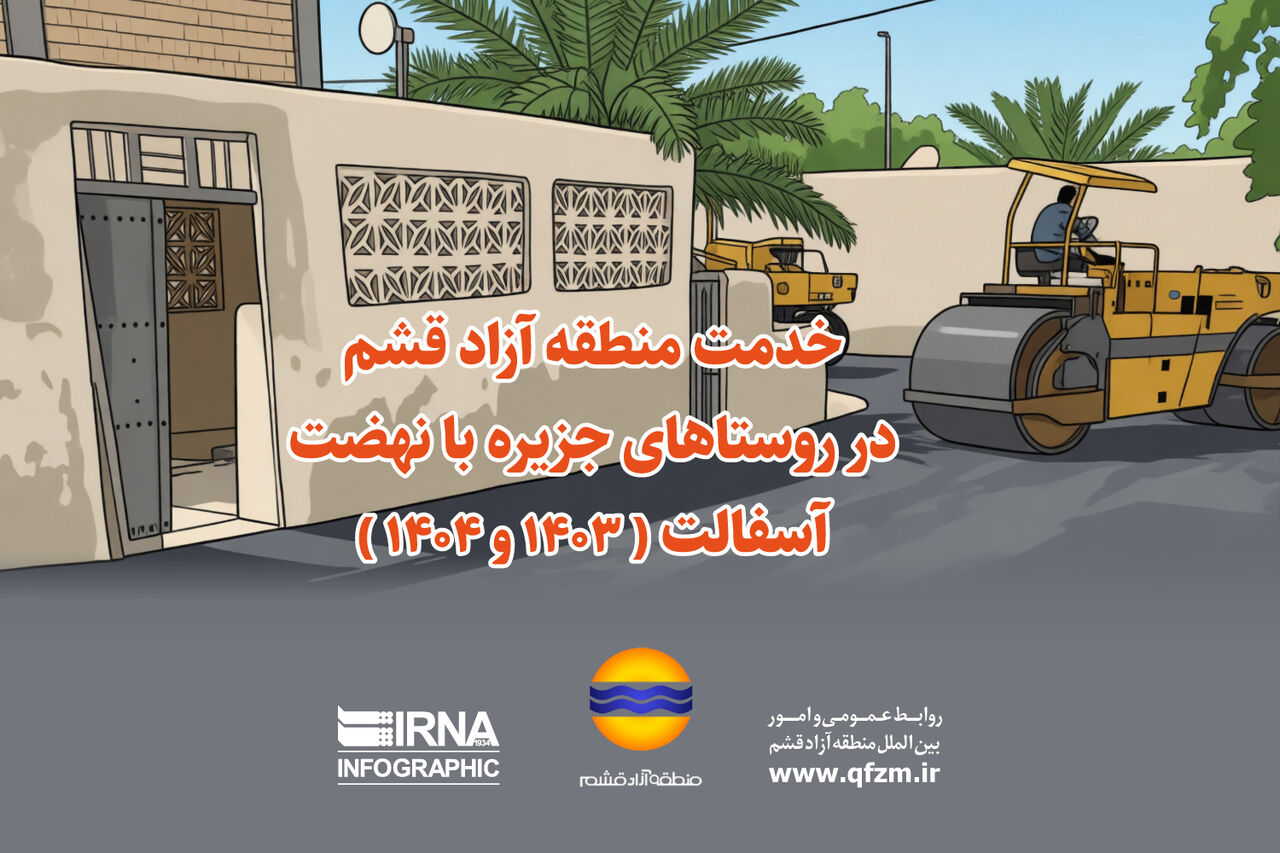 اینفوگرافیک: خدمت منطقه آزاد قشم در روستاهای جزیره با نهضت آسفالت