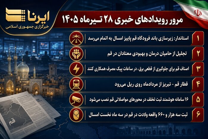 اینفو| مرور رویدادهای خبری ۲۸ تیرماه در قم