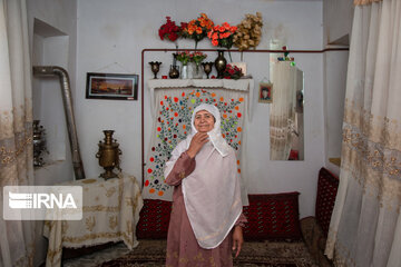 Embroidery curtains in northeastern Iranian village