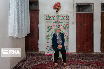 Embroidery curtains in northeastern Iranian village