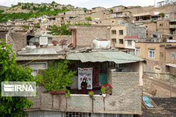 Embroidery curtains in northeastern Iranian village