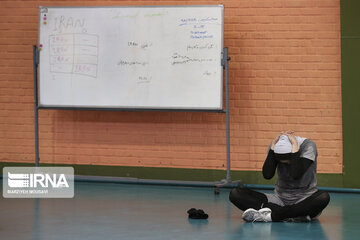 Iran's women volleyball team practicing