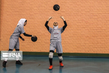 Iran's women volleyball team practicing