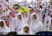 تاکید حجاج ایرانی بر برائت از آمریکا ورژیم اسرائیل