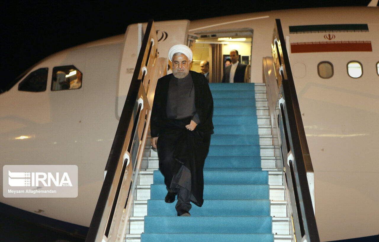 Rouhani back home from Baku