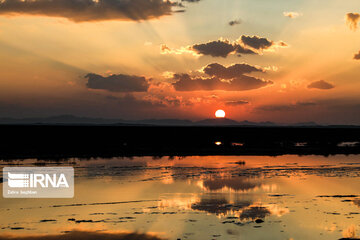 Autumn sunset in Gavkhooni Wetland, central Iran