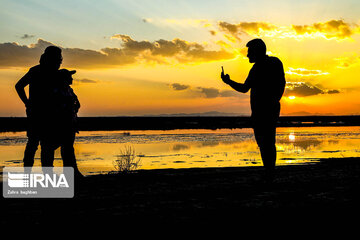 Autumn sunset in Gavkhooni Wetland, central Iran