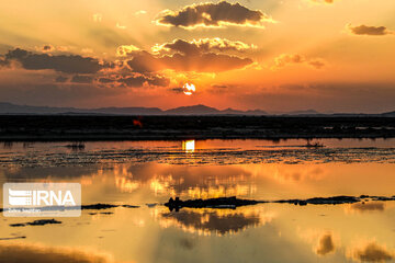 Autumn sunset in Gavkhooni Wetland, central Iran