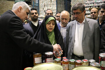 بازدید معصومه ابتکار از کارخانه تولید مواد غذایی سحر همدان